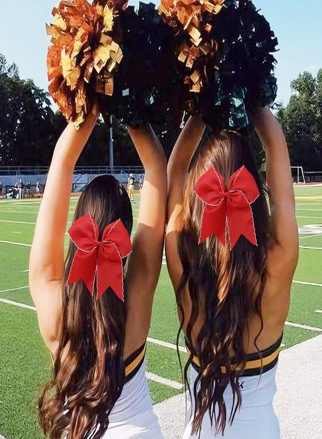 CN 10PCS 7.5" Red Large Cheer Bows, Cheerleading Bows Ponytail Holder for Girls, Grosgrain Ribbon Cheer Hair Bows with Elastic Hair Tie for Cheerleader College Sports Softball Competition - Image 5